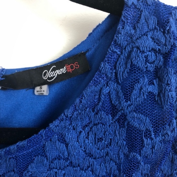 Sugarlips 2 piece tank and skirt set in cobalt blue lace size small - Picture 4 of 8